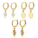 Etnico Gold Plated Fashion Stylish 3-Pair Drop Earrings Set for Women