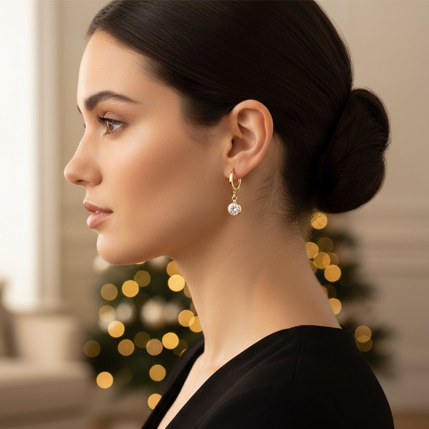 Etnico Gold Plated Fashion Stylish 3-Pair Drop Earrings Set for Women