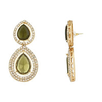 Etnico Gold Plated Traditional Stone & Beads Tear Drop Earrings For Women