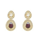 Etnico Gold Plated Traditional Stone & Beads Tear Drop Earrings For Women