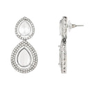 Etnico Silver Plated Traditional Stone & Beads Tear Drop Earrings For Women