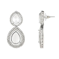 Etnico Silver Plated Traditional Stone & Beads Tear Drop Earrings For Women