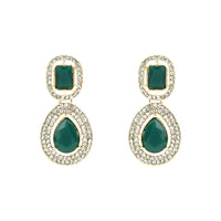 Etnico Gold Plated Traditional Stone & Beads Tear Drop Earrings For Women