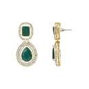 Etnico Gold Plated Traditional Stone & Beads Tear Drop Earrings For Women