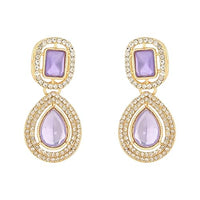 Etnico Gold Plated Traditional Stone & Beads Tear Drop Earrings For Women