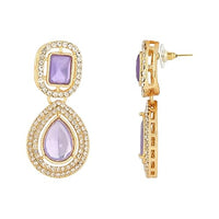 Etnico Gold Plated Traditional Stone & Beads Tear Drop Earrings For Women