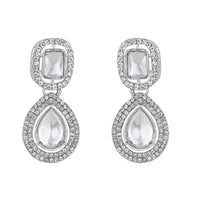 Etnico Silver Plated Traditional Stone & Beads Tear Drop Earrings For Women