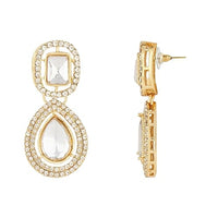 Etnico Gold Plated Traditional Stone & Beads Tear Drop Earrings For Women