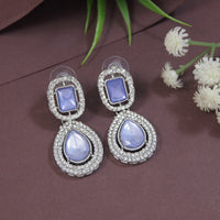 Etnico Silver Plated Traditional Stone & Beads Tear Drop Earrings For Women 
