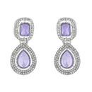 Etnico Silver Plated Traditional Stone & Beads Tear Drop Earrings For Women