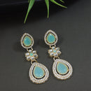 Etnico Silver Plated Traditional Stone & Beads Tear Drop Earrings For Women
