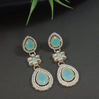 Etnico Silver Plated Traditional Stone & Beads Tear Drop Earrings For Women