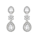 Etnico Silver Plated Traditional Stone & Beads Tear Drop Earrings For Women