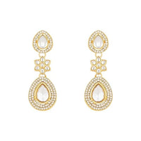 Etnico Gold Plated Traditional Stone & Beads Tear Drop Earrings For Women