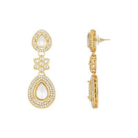 Etnico Gold Plated Traditional Stone & Beads Tear Drop Earrings For Women