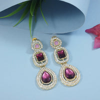 Etnico Gold Plated Traditional Stone & Beads Tear Drop Earrings For Women