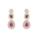 Etnico Gold Plated Traditional Stone & Beads Tear Drop Earrings For Women