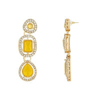 Etnico Gold Plated Traditional Stone & Beads Tear Drop Earrings For Women