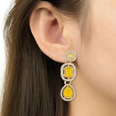 Etnico Gold Plated Traditional Stone & Beads Tear Drop Earrings For Women