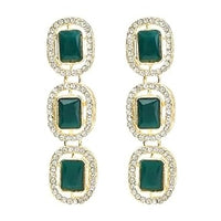 Etnico Gold Plated Mother's Day Special Traditional Green Stone Drop Dangle Earrings For Women 