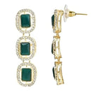 Etnico Gold Plated Mother's Day Special Traditional Green Stone Drop Dangle Earrings For Women