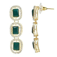 Etnico Gold Plated Mother's Day Special Traditional Green Stone Drop Dangle Earrings For Women