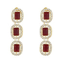 Etnico Gold Plated Traditional White Stone Drop Dangle Earrings For Women