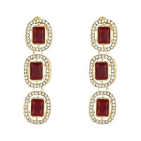 Etnico Gold Plated Traditional White Stone Drop Dangle Earrings For Women