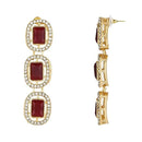 Etnico Gold Plated Traditional White Stone Drop Dangle Earrings For Women