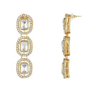 Etnico Gold Plated Traditional White Stone Drop Dangle Earrings For Women