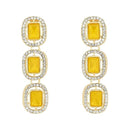 Etnico Gold Plated Traditional White Stone Drop Dangle Earrings For Women