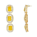 Etnico Gold Plated Traditional White Stone Drop Dangle Earrings For Women