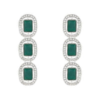 Etnico Silver Plated Traditional White Stone Drop Dangle Earrings For Women