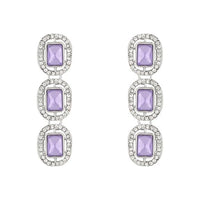 Etnico Silver Plated Traditional White Stone Drop Dangle Earrings For Women 