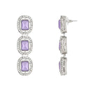 Etnico Silver Plated Traditional White Stone Drop Dangle Earrings For Women