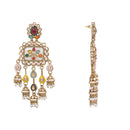 Etnico Gold Plated Traditional Multicolor Kundan and Mother of Pearl Jhumki Danglers Long Earrings for Women