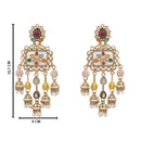 Etnico Gold Plated Traditional Multicolor Kundan and Mother of Pearl Jhumki Danglers Long Earrings for Women
