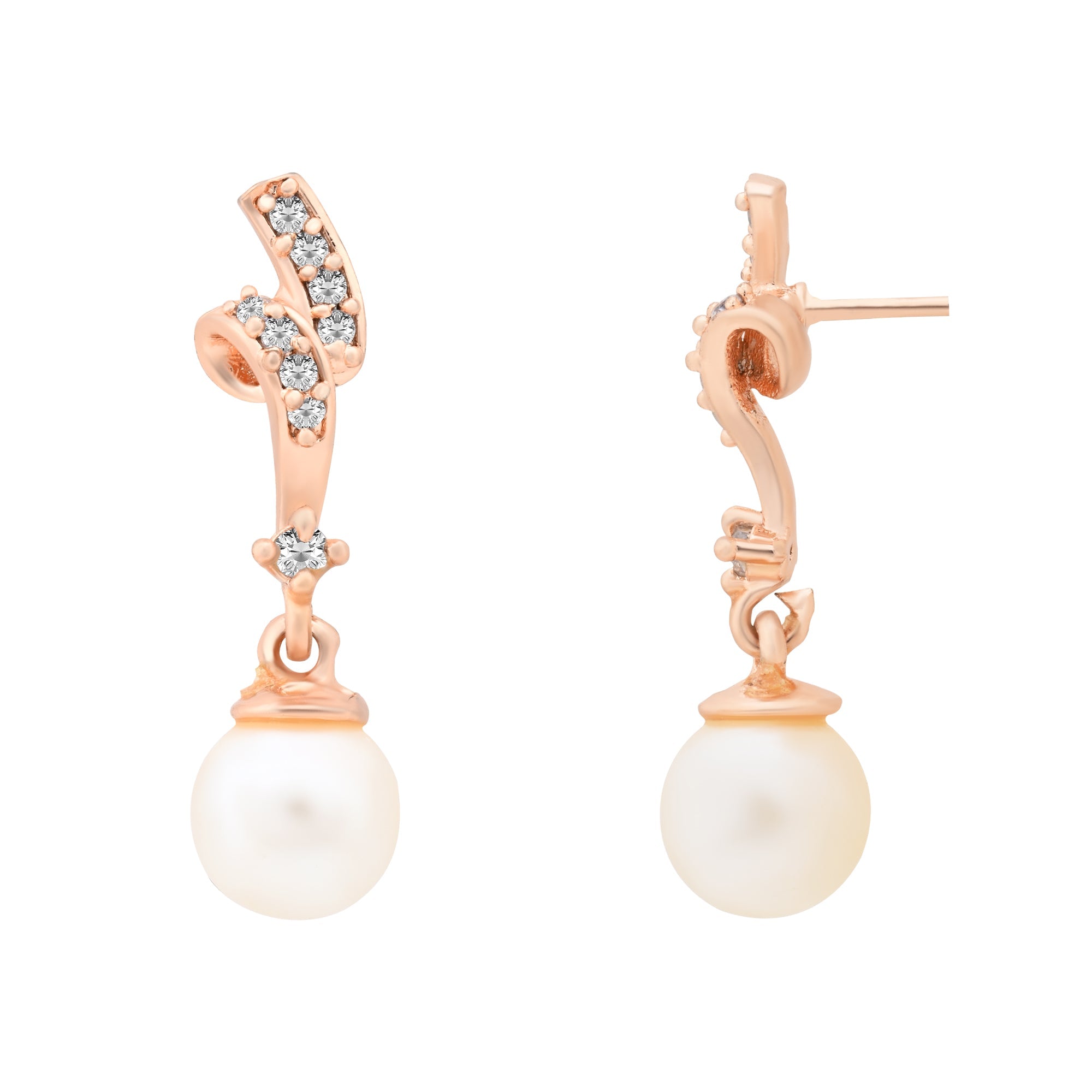 Etnico Rose Gold Plated Special Fashion Cubic Zirconia American diamond Stud Earrings For Women