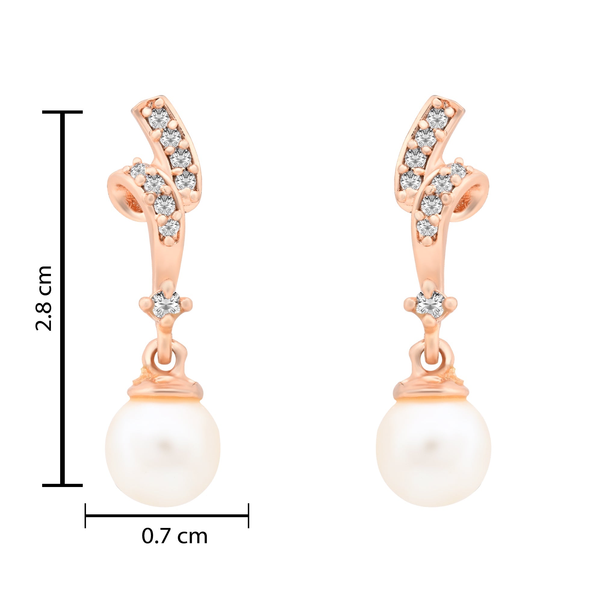 Etnico Rose Gold Plated Special Fashion Cubic Zirconia American diamond Stud Earrings For Women