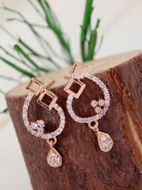 Etnico Rose Gold Plated Special Fashion Cubic Zirconia American Diamoand Stud Earrings For Women 