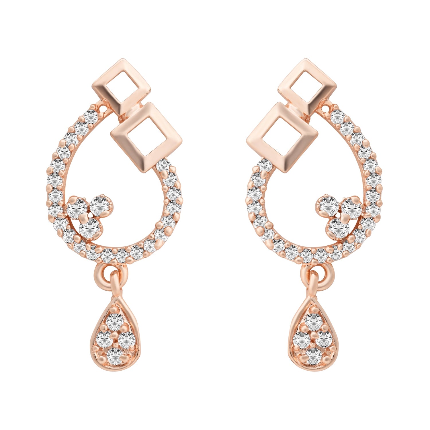 Etnico Rose Gold Plated Special Fashion Cubic Zirconia American Diamoand Stud Earrings For Women