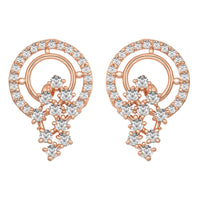 Etnico Rose Gold Plated Fashion Cubic Zirconia American Diamoand Stud Earrings For Women