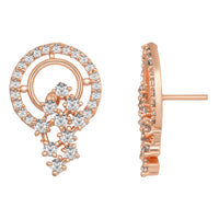 Etnico Rose Gold Plated Fashion Cubic Zirconia American Diamoand Stud Earrings For Women