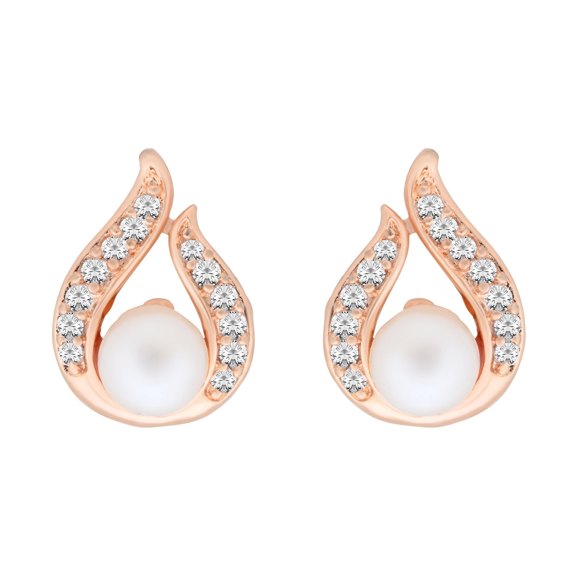 Etnico Rose Gold Plated Special Fashion Cubic Zirconia American Diamoand Stud Earrings For Women