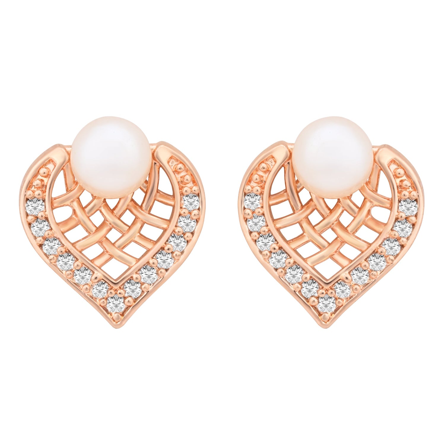 Etnico Rose Gold Plated Special Fashion Cubic Zirconia American Diamoand Stud Earrings For Women