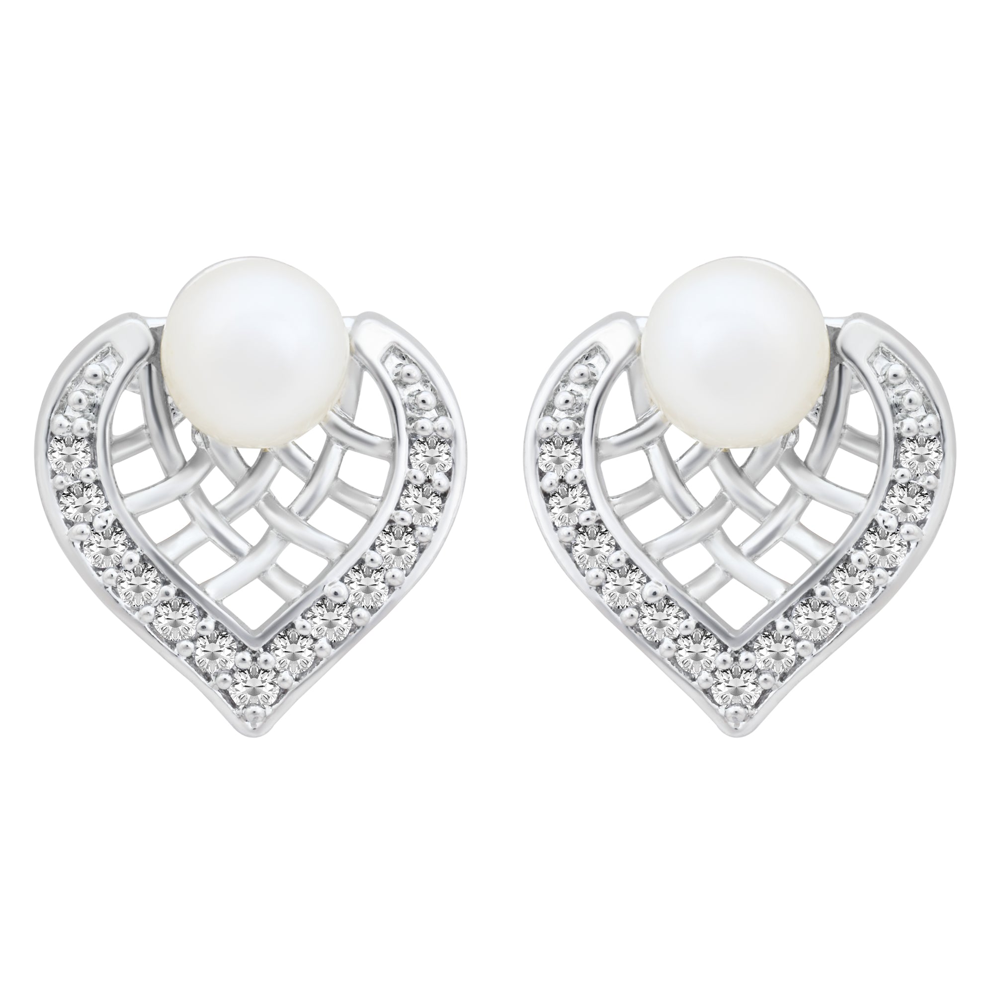 Etnico Silver Plated Special Fashion Cubic Zirconia American Diamoand Stud Earrings For Women