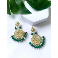 Etnico Traditional Gold Plated Kundan & Pearl Earrings for Women (E7058G)