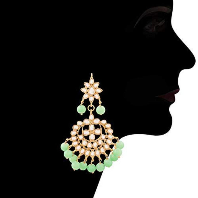 Etnico Traditional Gold Plated Kundan & Pearl Earrings for Women (E7058Min)