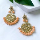 Etnico Traditional Gold Plated Kundan & Pearl Earrings for Women (E7058Pe)