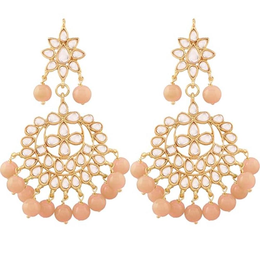 Etnico Traditional Gold Plated Kundan & Pearl Earrings for Women (E7058Pe)